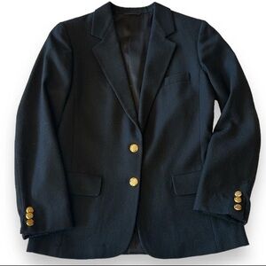 Aquascutum of London, size Large, Classic Black Blazer with Gold Buttons, wool